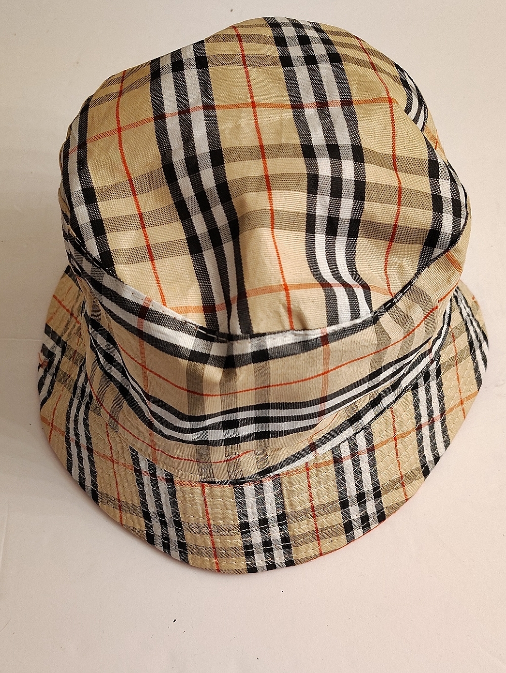 Classic Plaid Beige Bucket Revisable Women's Size OS Accessory